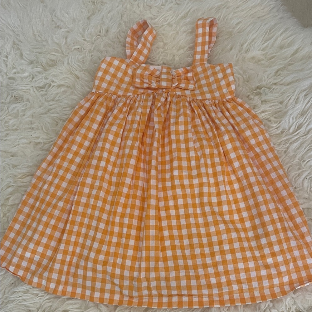 Janie and Jack Orange and White Gingham Kids Dress